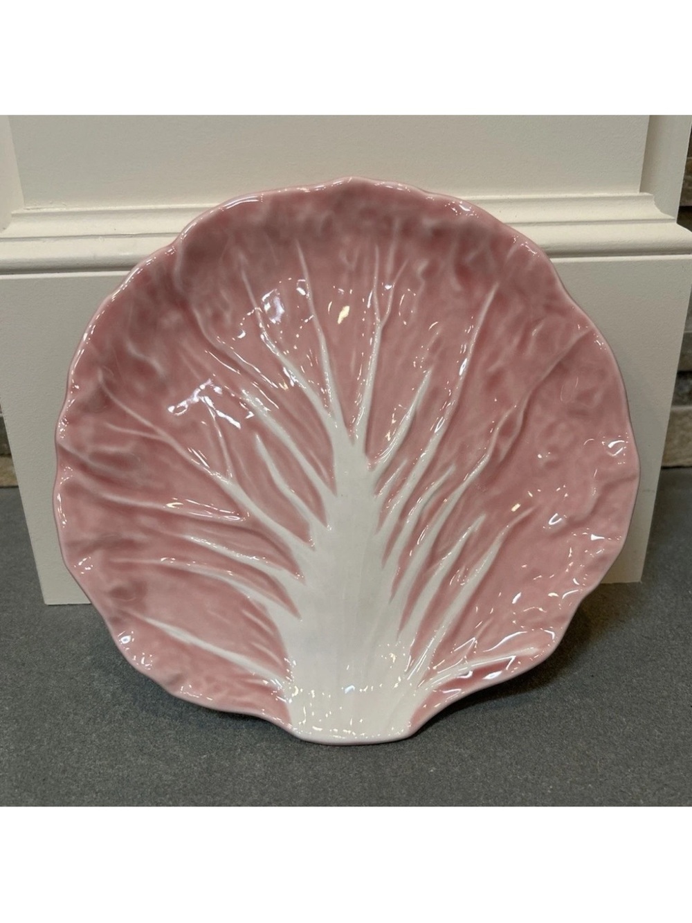 Threshold Stoneware Salad Plate Pink White Leaf 8in Microwave Dishwasher Safe